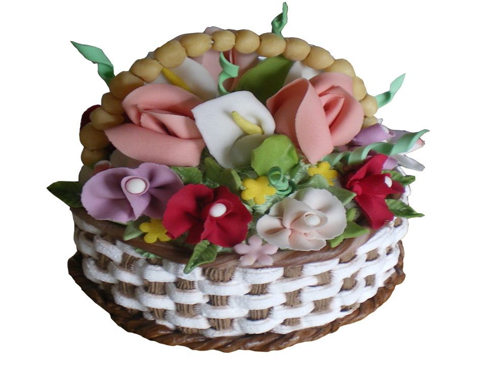 Торта кошница цветя-0