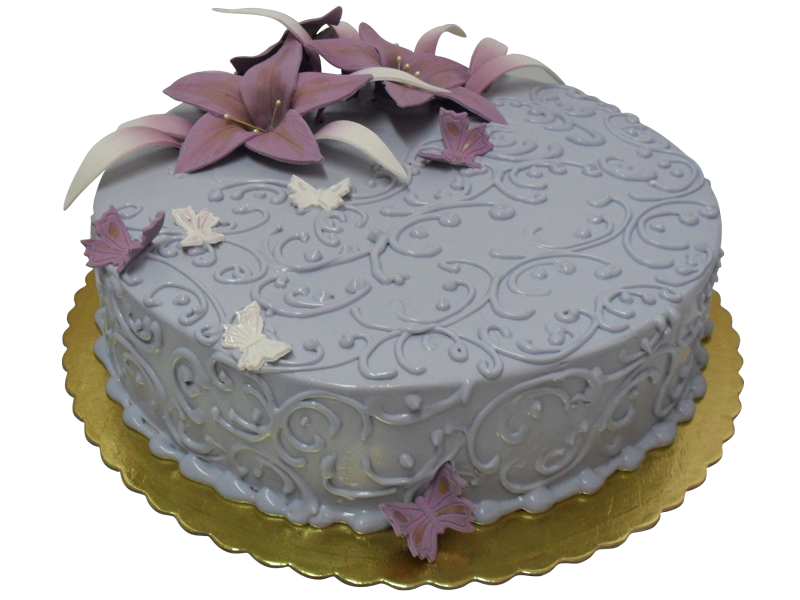 Сватбена торта с лилиуми-0